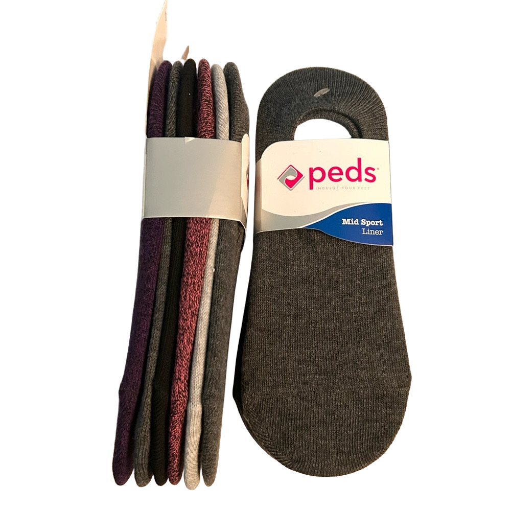 Peds Mid Sport Women’s Liners 6 Pairs Multicolor Shoes Size 5 - 10 NEW